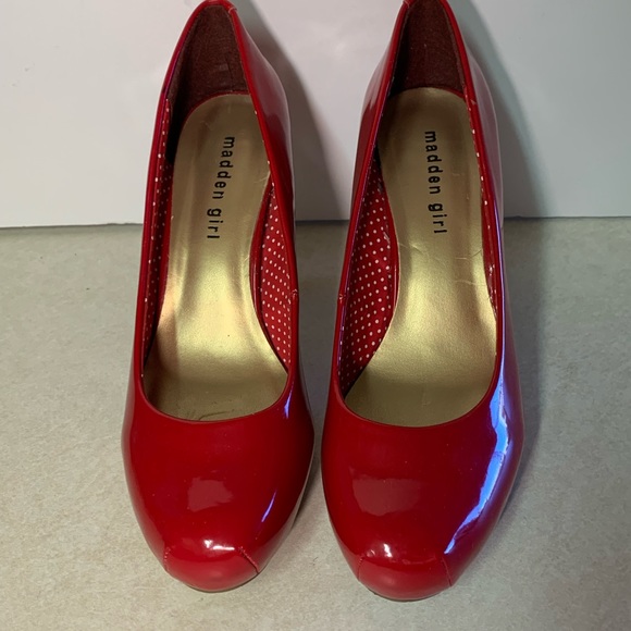 Madden Girl Shoes Red High Heels Madden Girl Shiny Patent Leather